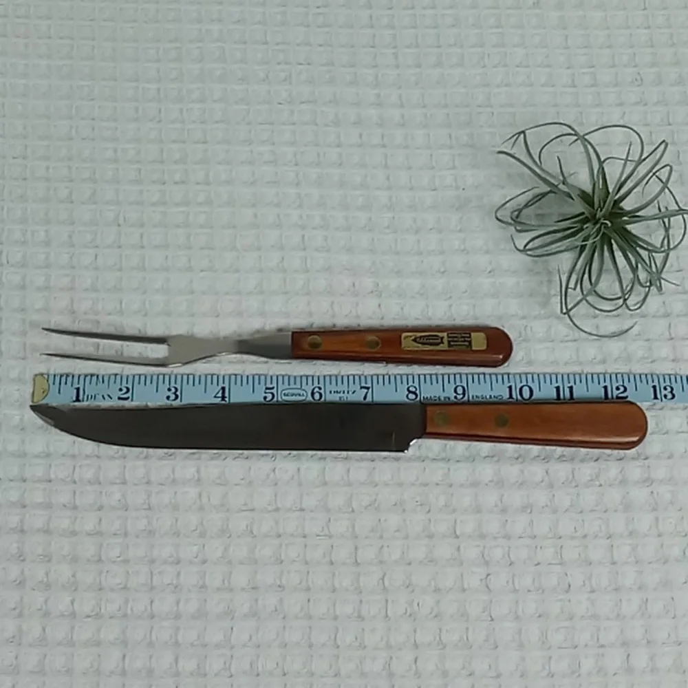 MCM Valley Forge Stainless Steel Pakkawood Handle Carving Knife and Fork Set